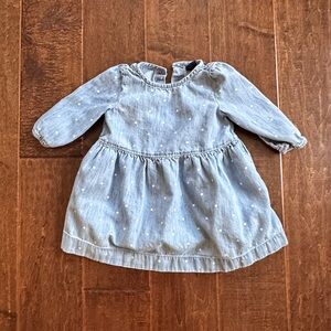 Chambray Polka Dot Kids Dress, 12-18m
